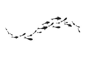 Dynamic Black flock of swimming fish vector