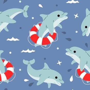 seamless background pattern with dolphins vector