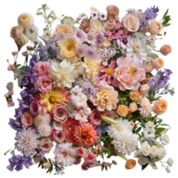 A Bouquet of Colorful Flowers with a Transparent Background, Perfect for Design Projects png