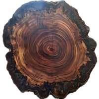 A Stunning Cross Section of a Tree Trunk with a Transparent Background, Showing the Detailed Growth Rings, Natural Patterns and Texture, Perfect for Art or Design Projects png