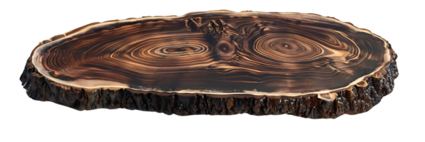Natural Wood Slice with Intricate Grain Patterns and a Transparent Background png