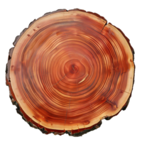 Close-up View of a Tree Trunk Cross-Section with a Transparent Background, Revealing the Beautiful Patterns of Growth Rings and Texture png