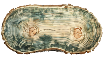 Striking Green and Brown Wood Grain Pattern - a Stunning Cross-Section of a Tree Trunk, Displaying the Natural Beauty of Wood Texture with a Transparent Background. png