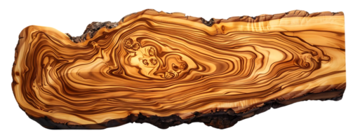 Olive Wood Slice with Unique Grain Pattern and Transparent Background png