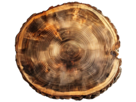Tree Trunk Cross-Section with Transparent Background, Showing Growth Rings, Wood Texture, Natural Pattern png
