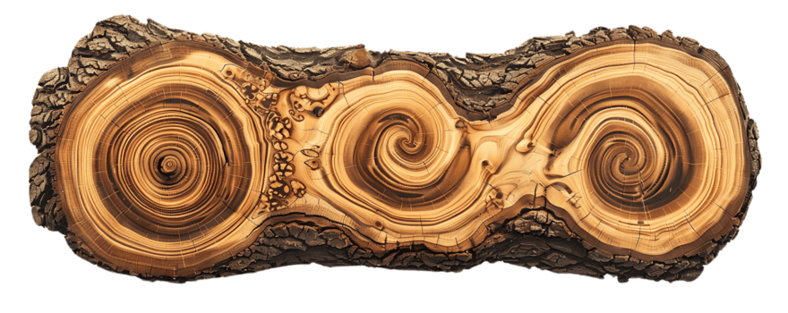 arbre tronc traverser section avec spirale grain modèle et transparent Contexte png