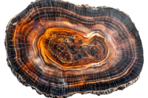 Intricate Wood Grain Patterns Reveal a Strikingly Beautiful Cross-Section, Showcasing Nature's Artistic Masterpiece with a Transparent Background. png
