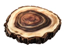 A Stunning Tree Slice with Visible Growth Rings and a Transparent Background png