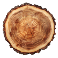 Tree Trunk Cross Section with Transparent Background, Natural Wooden Texture Displaying Annual Rings and Growth Patterns, Perfect for Design Projects or Backgrounds png