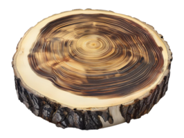 Rustic Wood Slice with Natural Bark Edge, Perfect for Crafts, Home Decor, and Tabletop Display, Featuring a Transparent Background. png