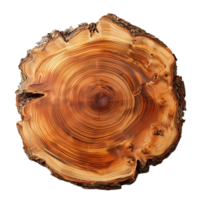 Close-Up View of a Tree Trunk Cross-Section Showing Growth Rings and Bark, Transparent Background png