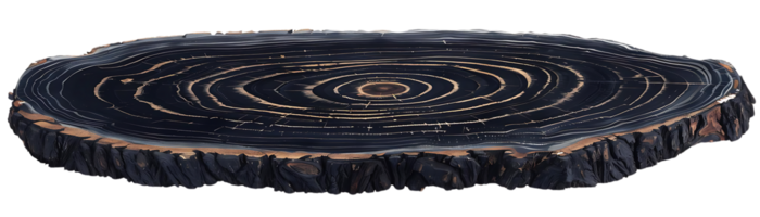 Black and Gold Wood Slice with Transparent Background - Natural Texture and Patterns, Ideal for Design Projects png