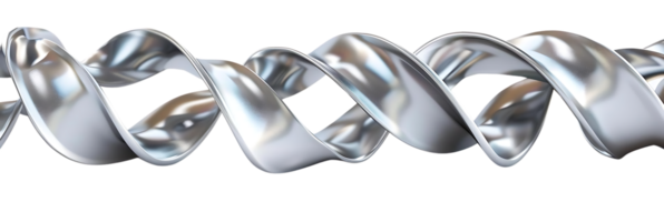 Metallic Ribbon Twirls and Curves in a Smooth, Abstract Design with a Transparent Background png