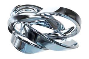 Abstract Chrome Rings Intertwined with a Transparent Background, Creating a Mesmerizing Visual Experience png