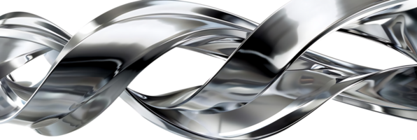 Metallic Abstract Shapes Intertwine and Reflect, Creating a Dynamic Composition with Transparent Background png