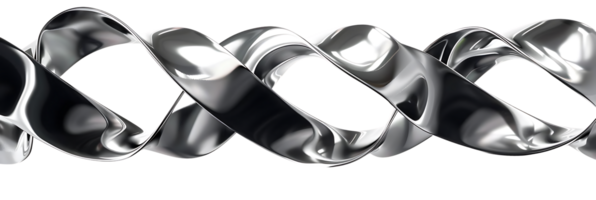 Shiny Metal Ribbons Intertwine, Creating a Complex and Abstract Design with a Transparent Background png
