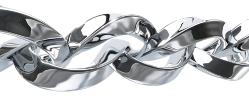 Abstract Silver Metal Bands Intertwined with Smooth Curves and Reflections on a Transparent Background png
