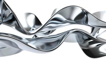 Shiny Chrome Abstract Waves Flowing Dynamically with a Transparent Background png