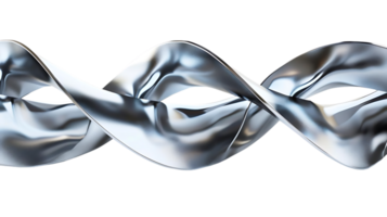 Metallic Silver Ribbon Twirls and Flows with Transparency, Abstract Art Background png