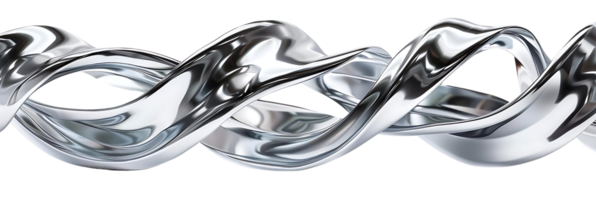 Silver Metallic Ribbon Twirls and Bends, Creating a Stunning Abstract Art Display with a Transparent Background png