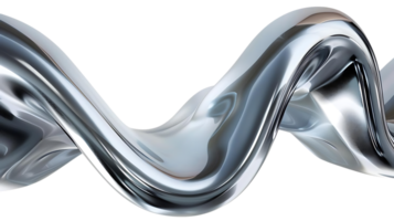 Abstract Silver Flowing Liquid Metal with Transparent Background, Shiny Chrome Abstract Design, Metallic Liquid Swirling, Digital Rendering png