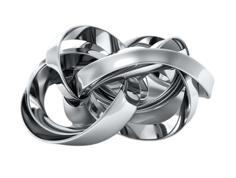 intrecciate metallico anelli creare un' complesso astratto modulo con un' trasparente sfondo png