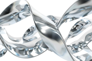 Metallic Ribbon Twirls and Bends with a Transparent Background, Creating Abstract and Modern Art png