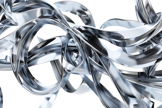 metálico fitas entrelaçando e criando abstrato formas em uma transparente fundo png