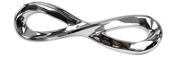 Shiny Chrome Infinity Symbol with Transparent Background, Perfect for Design Projects and Creative Concepts png