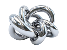 Intertwined Chrome Loops Create a Dynamic Abstract Sculpture with a Transparent Background png