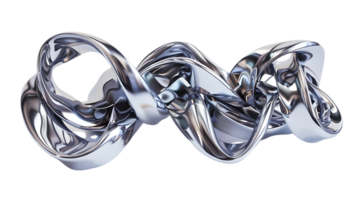 Abstract Silver Ribbon Sculpture, Twisted and Flowing, Creates Dynamic, Modern Art with Transparent Background png