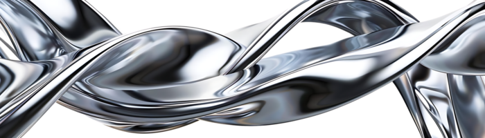 Abstract Liquid Metal Swirls with a Transparent Background - 3D Rendered Metallic Surface Design png