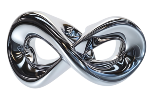 Metallic Infinity Symbol with Transparent Background - 3D Render, Chrome, Silver, Shiny, Abstract, Loop, Endless, Symbol of Eternity, Digital Art, Abstract Design, Geometric Shapes, Minimalism, Modern, Futuristic, Illustration, Graphic Design, Texture, Re png