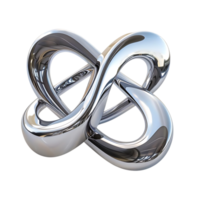 Interlocking Chrome Loops Form a Modern Abstract Sculpture with a Transparent Background png