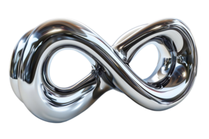 Shiny Metallic Infinity Symbol, a 3D Render with a Transparent Background png