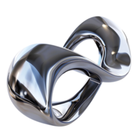 Chrome Infinity Loop Abstract Design with Transparent Background png