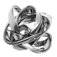 Abstract Chrome Sculpture Intertwined with Reflections on a Transparent Background png