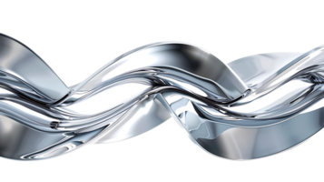 Abstract Metallic Waves Flowing and Intertwining, Creating a Stunning Visual with a Transparent Background. png