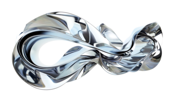 Abstract Shiny Metallic Form with Transparent Background, Abstract Silver Shape with Transparent Background, 3D Metal Wave with Transparent Background png
