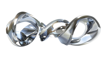 Abstract Chrome Rings Intertwine, Creating a Dynamic Sculpture with a Transparent Background png