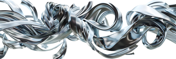 Metallic Ribbons Dance and Twirl Against a Transparent Background, Creating a Stunning Abstract Composition png
