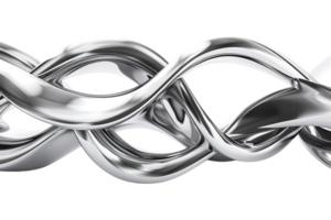 Abstract Shiny Chrome Waves Intertwining on a Transparent Background png