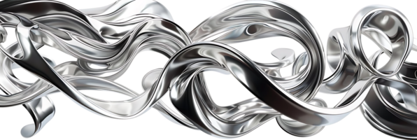 Abstract Silver Waves Flowing with a Transparent Background, a Modern Artistic Design with a Sleek and Elegant Look png
