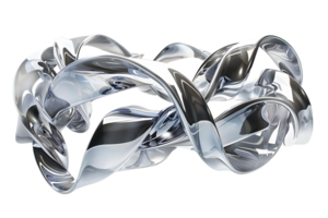 Abstract 3D Silver Ribbon Intertwined Forms with a Transparent Background png