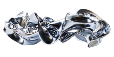 abstrato metálico escultura com uma transparente fundo, 3d Renderização do uma brilhante prata objeto png