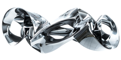 Abstract Chrome Sculpture with a Transparent Background, Creating a Stunning Visual Effect png
