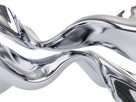 Abstract Shiny Metallic Waves Flowing Dynamically with Transparent Background png