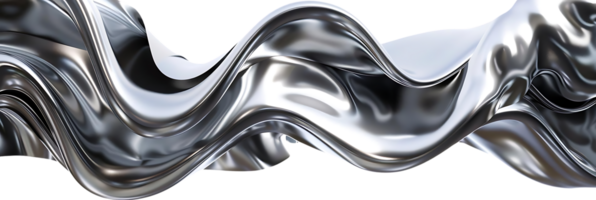 Silver Fabric Waves with a Transparent Background, a Sleek and Modern Design Element png