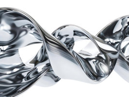 Shiny Metal Abstract Shapes Flowing Through Space with Transparent Background png
