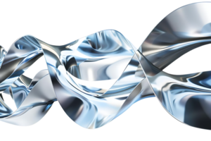 Abstract Silver Ribbon Flowing Through a Transparent Background, A Modern Metallic Design with Dynamic Shapes png